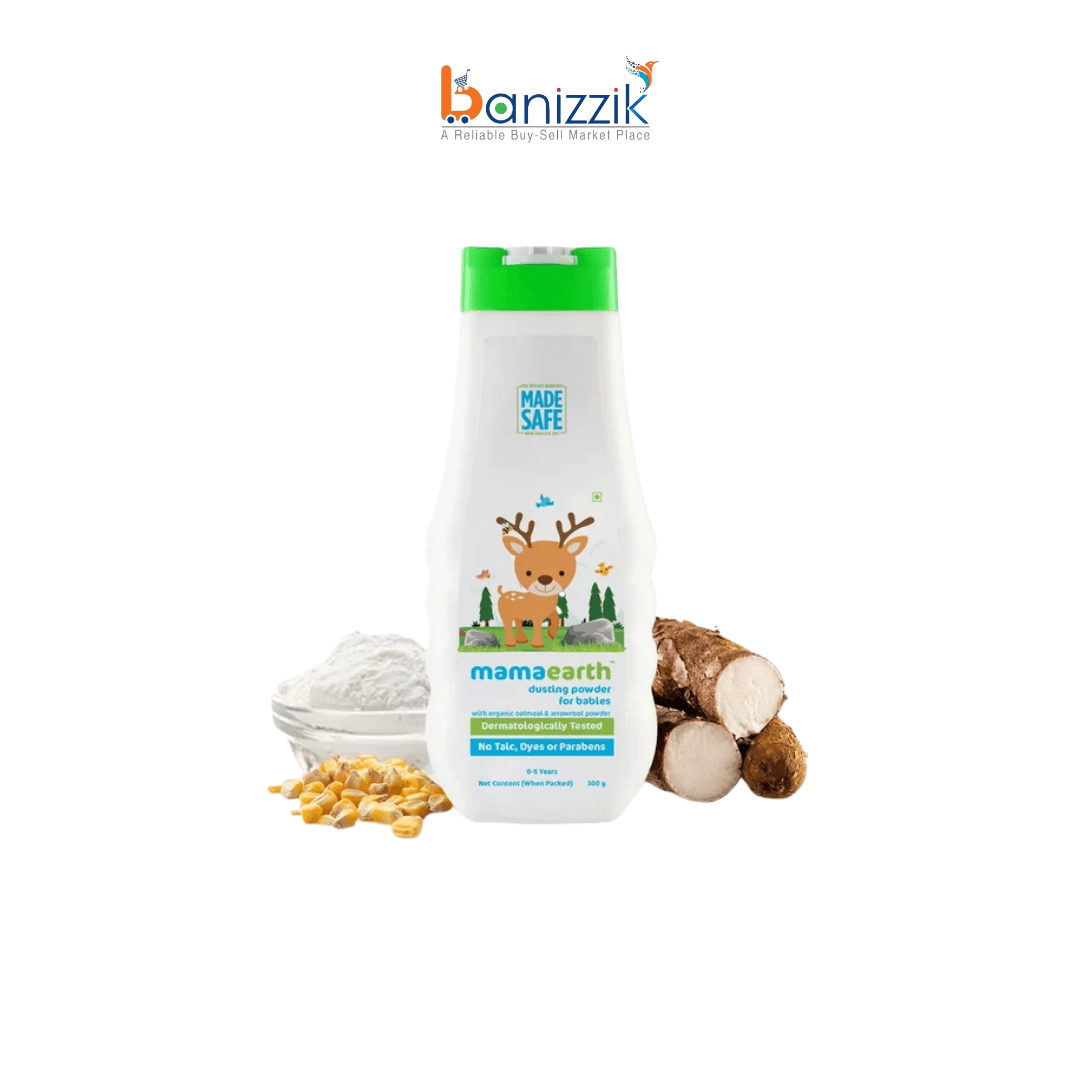 Mamaearth-Dusting Powder with Organic Oatmeal and Arrowroot Powder for Babies – 300g