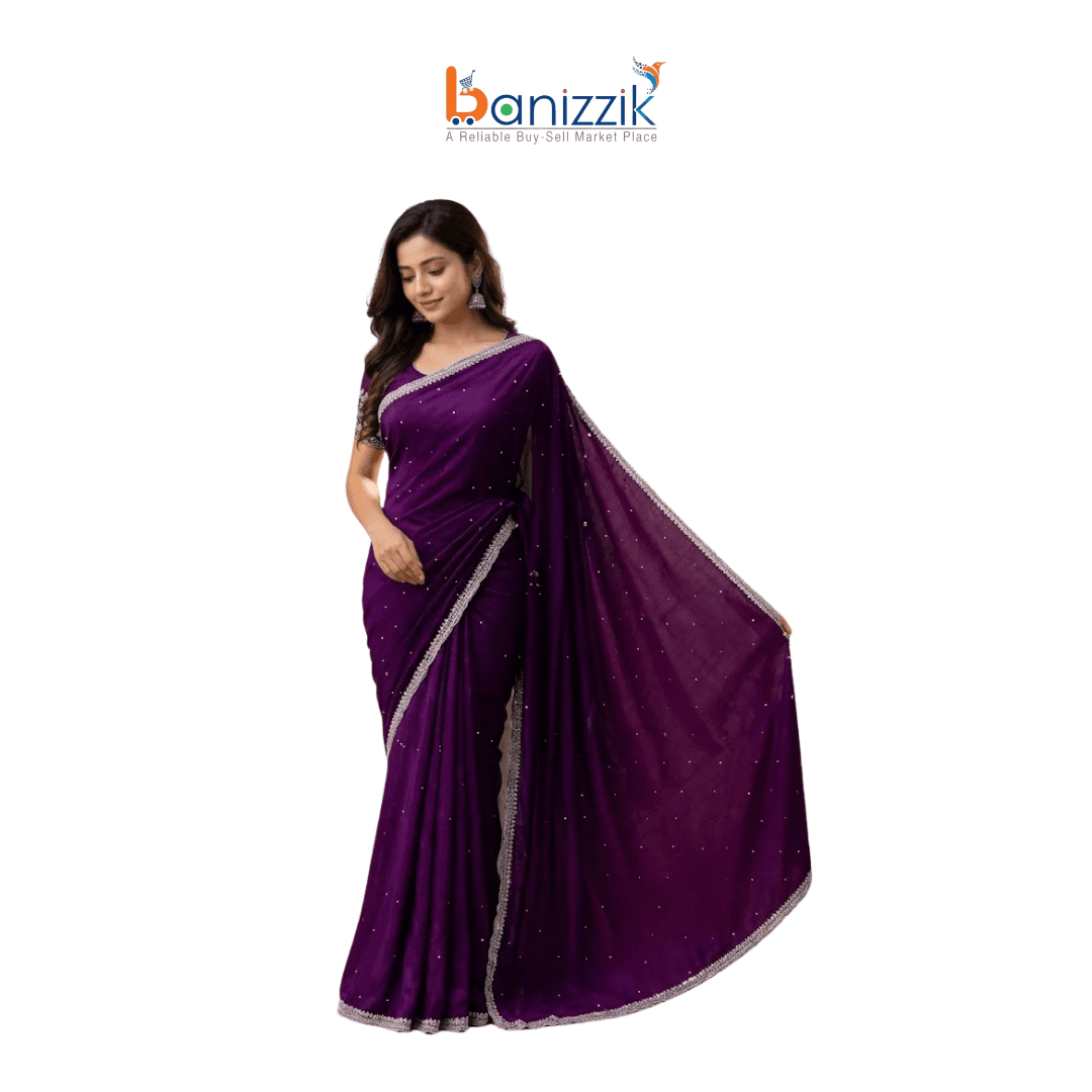 Georgette High-Quality Stylish Saree for Women –  Deep Purple