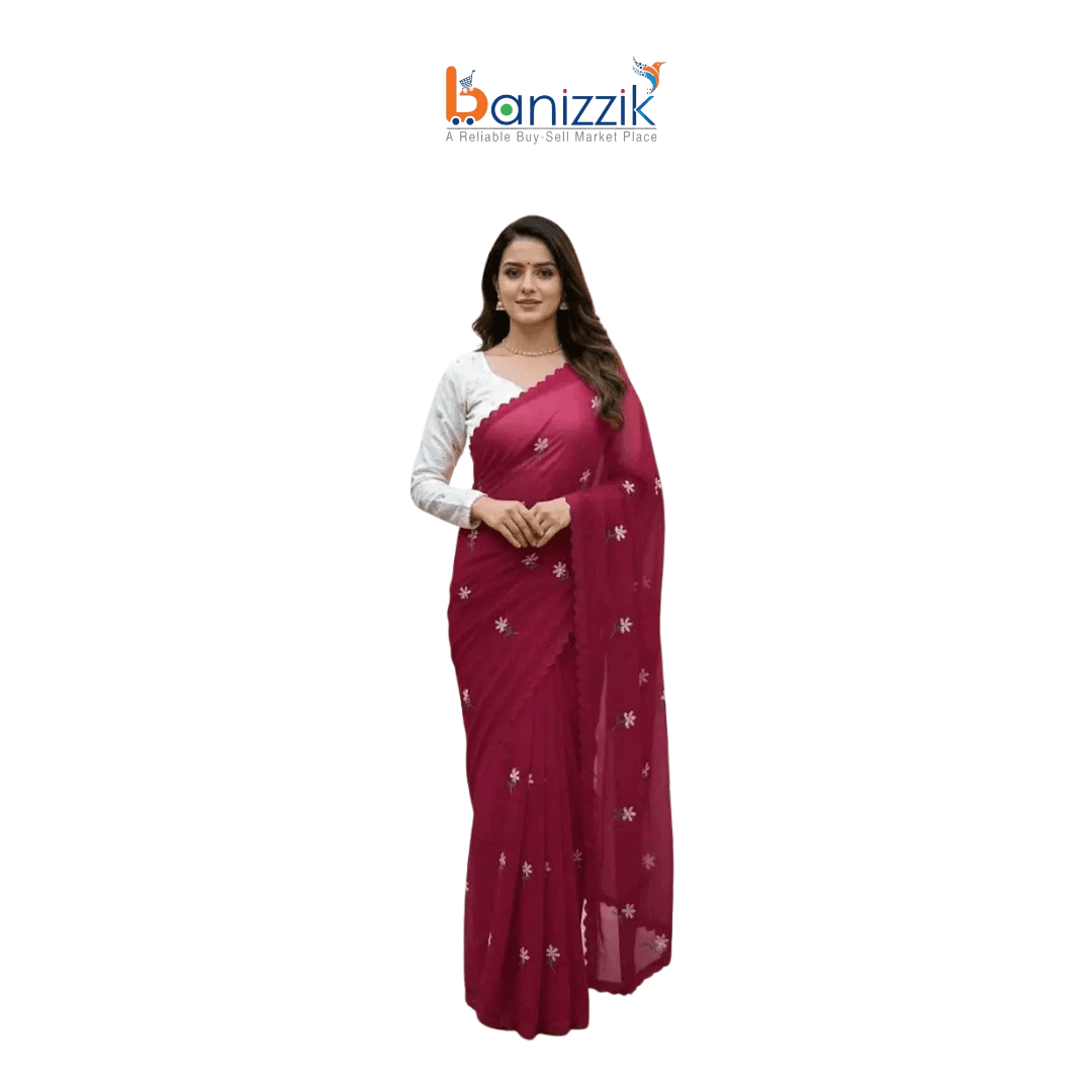 Georgette High-Quality Stylish Saree for Women – Deep Magenta