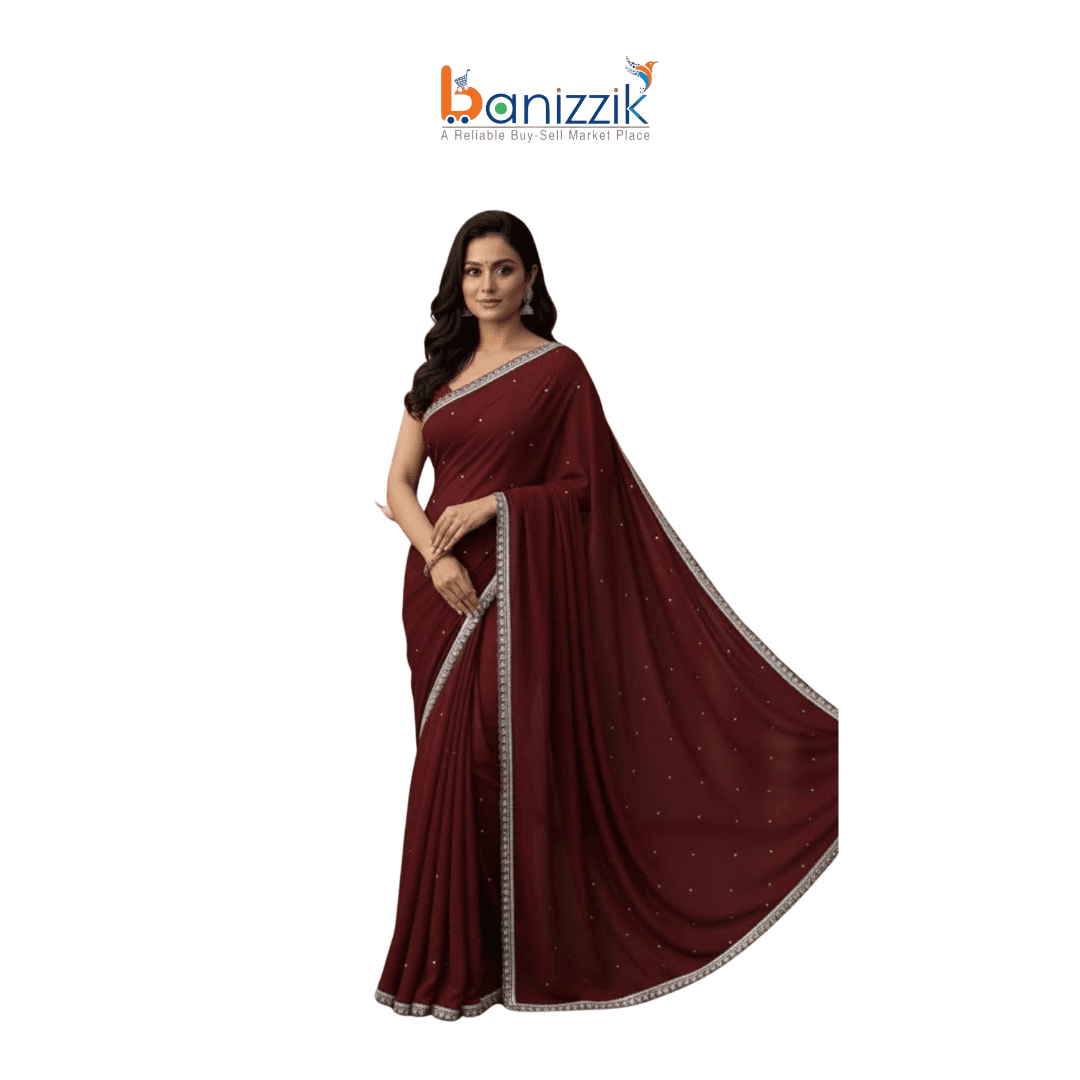 Georgette High-Quality Stylish Saree for Women - Maroon