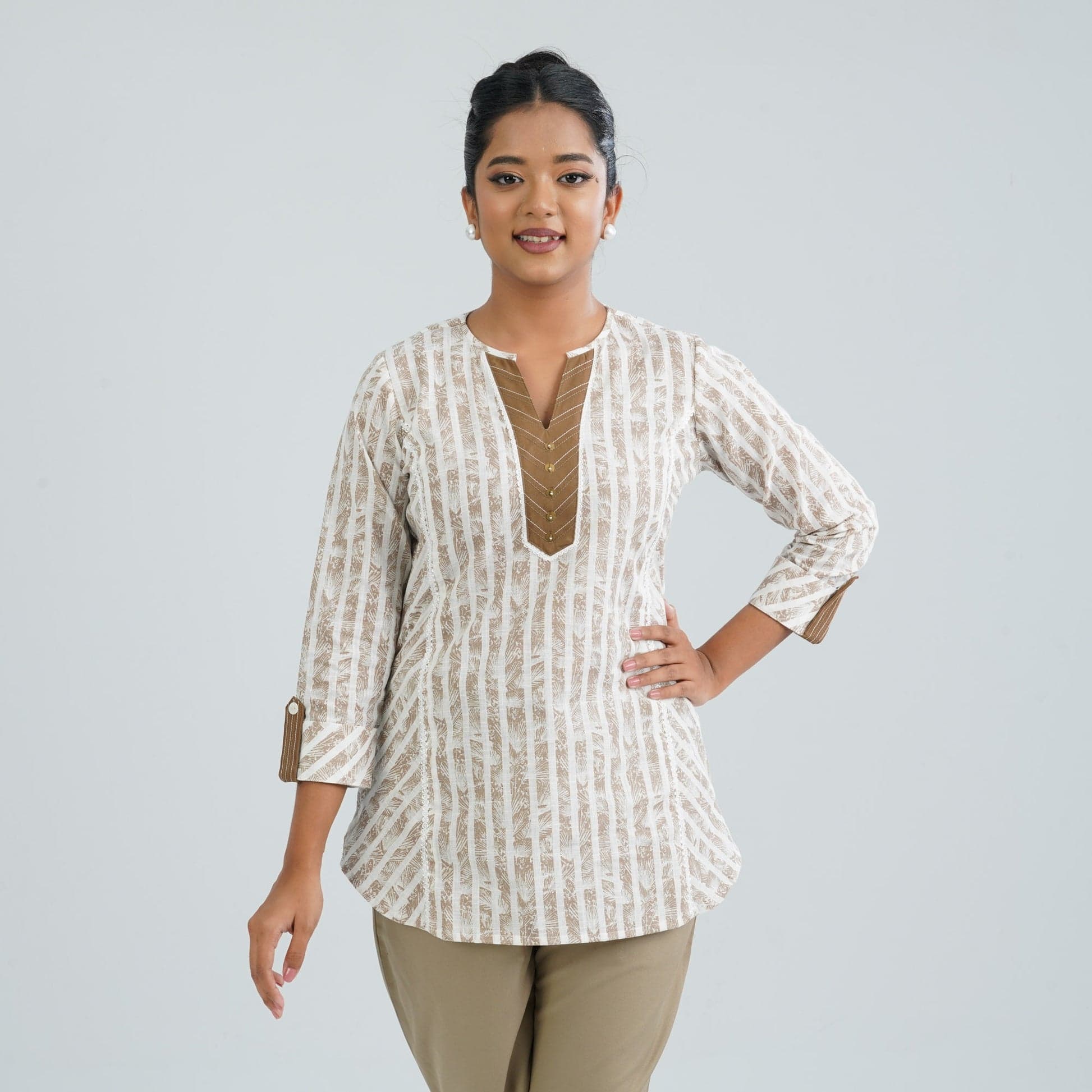 Women's Cotton Off White Top Premium Collection