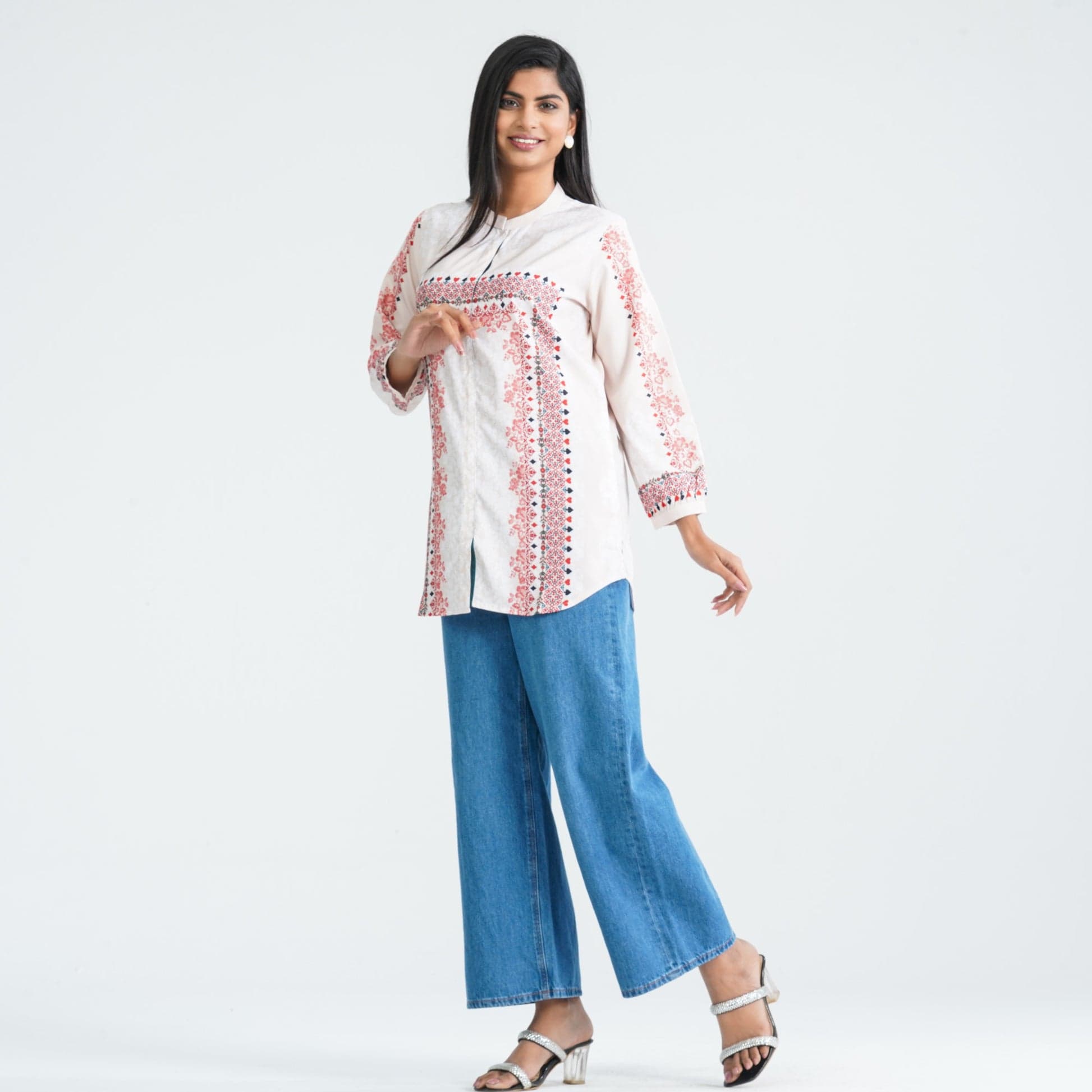 Women’s Beige Digital Printed Tunic Top