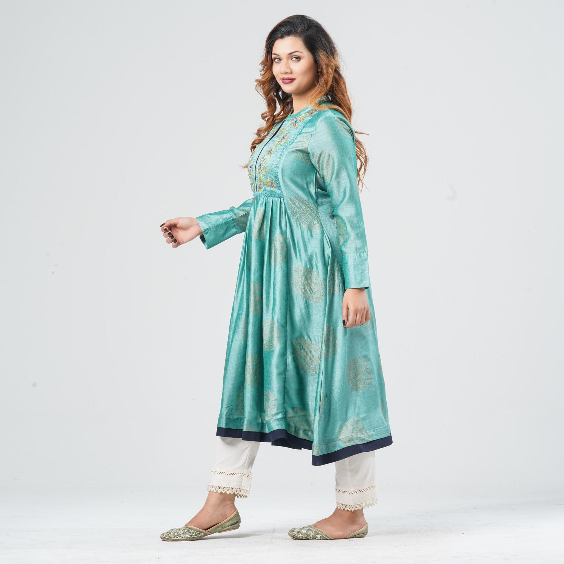 Women’s Silk Georgette Pleated Kurti view 3