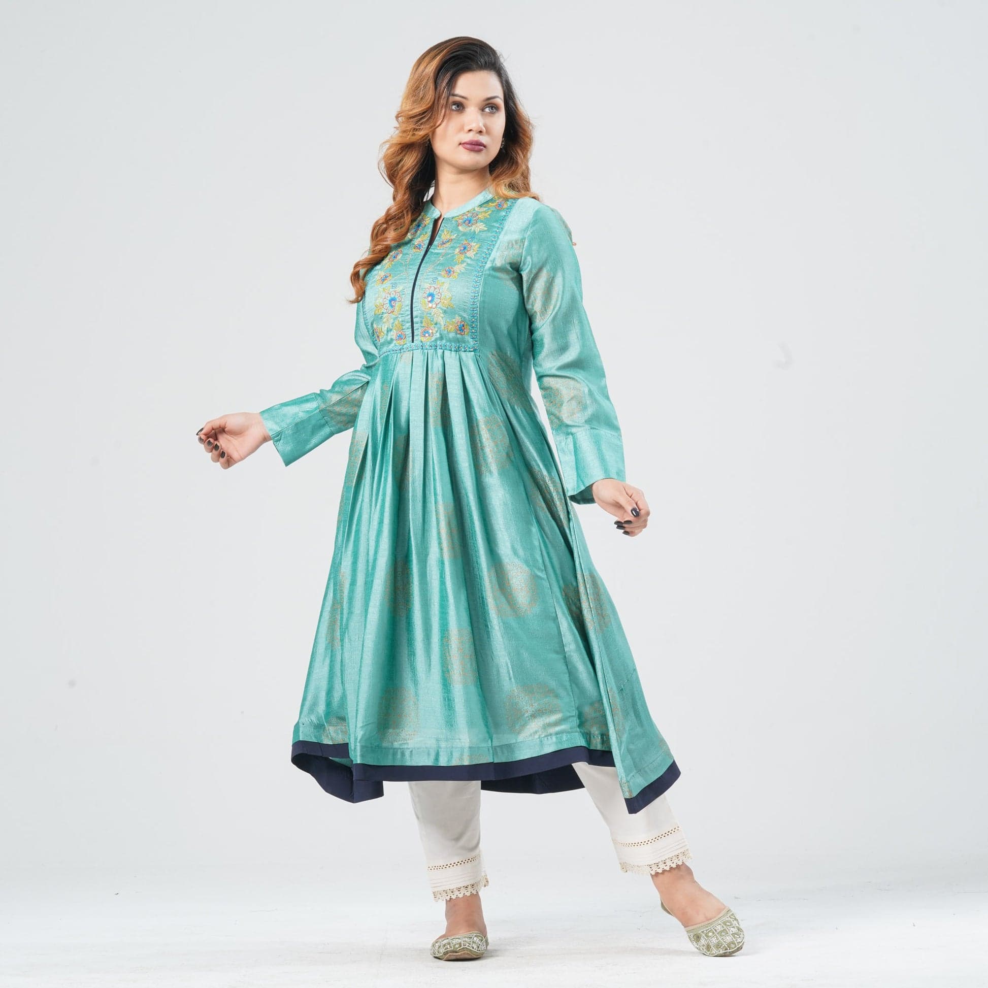 Women’s Silk Georgette Pleated Kurti view 2