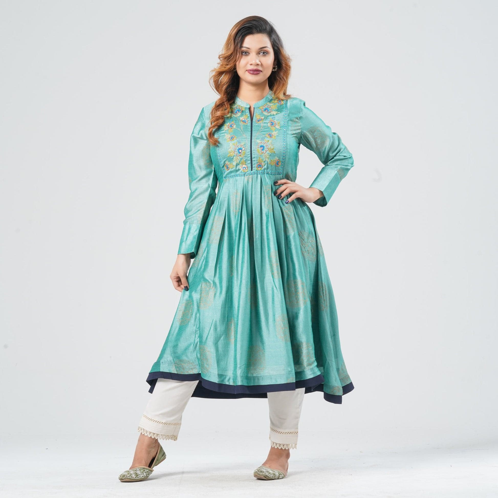 Women’s Silk Georgette Pleated Kurti view 1